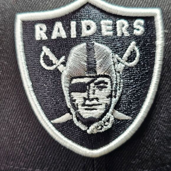 Las Vegas Raiders New Era Identity Hat 59FIFTY Black Silver Patches 7 1/8 Logos